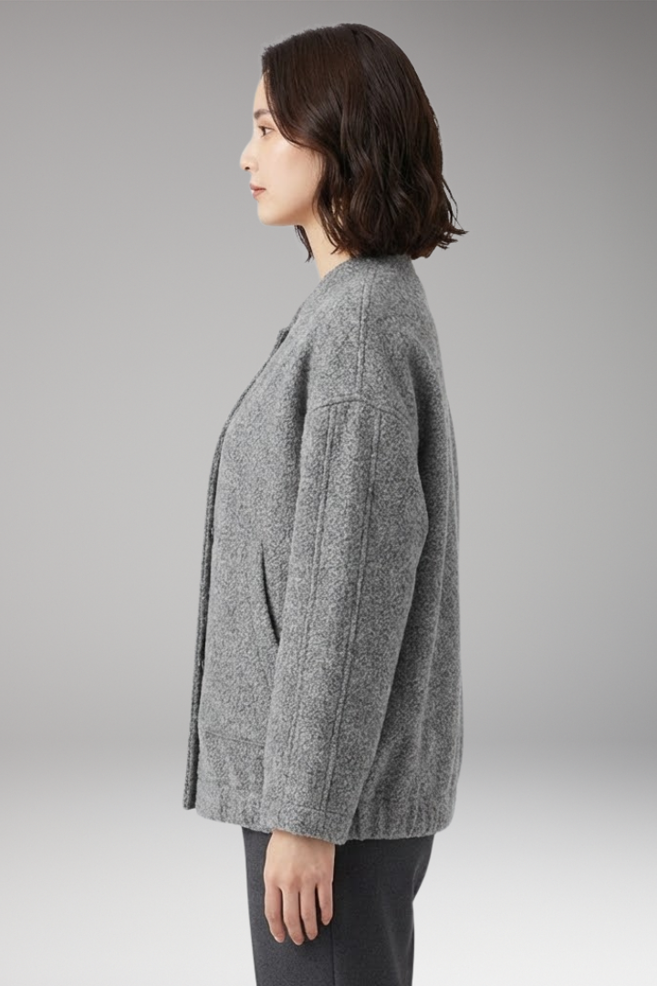 Women's Bomber Jacket Hidden Button Closure