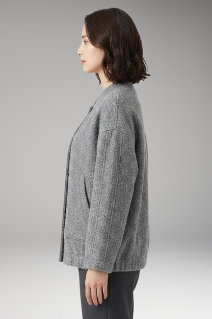 Women's Bomber Jacket Hidden Button Closure