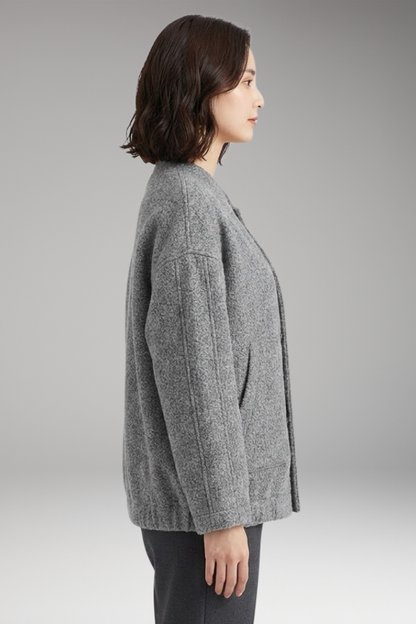 Women's Bomber Jacket Hidden Button Closure