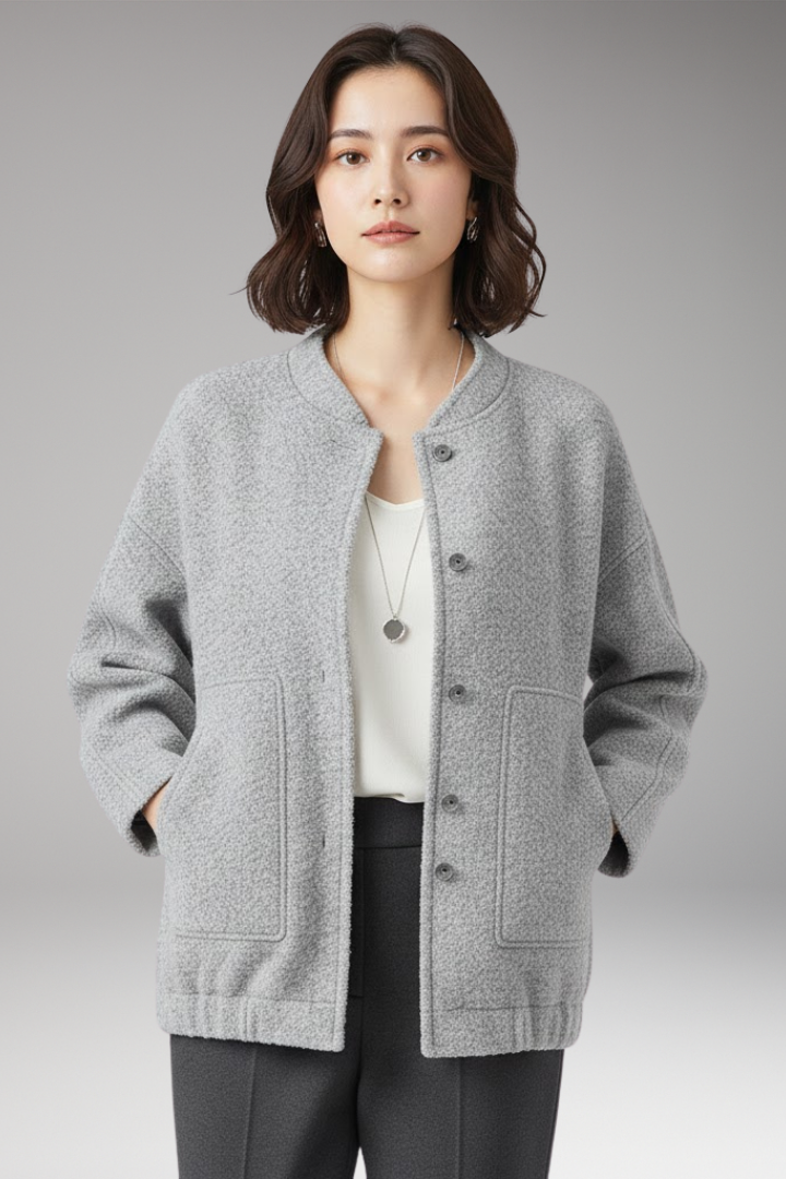 Women's Bomber Jacket Hidden Button Closure