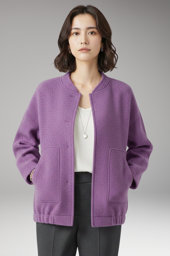 Women's Bomber Jacket Hidden Button Closure