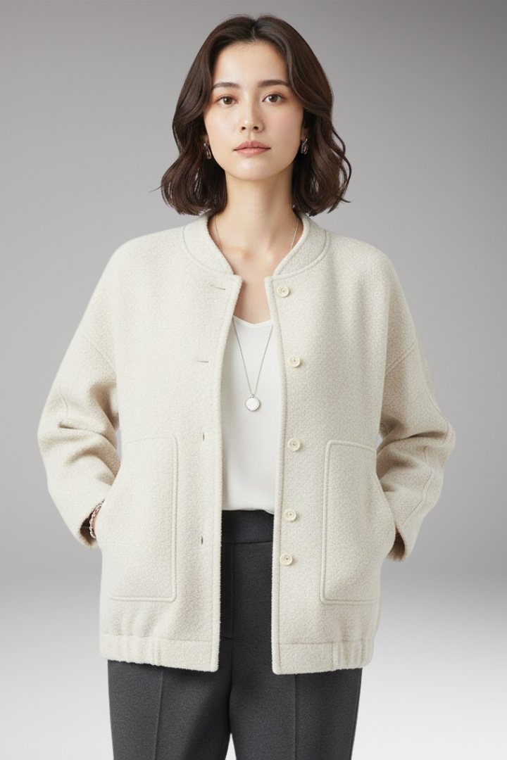 Women's Bomber Jacket Hidden Button Closure