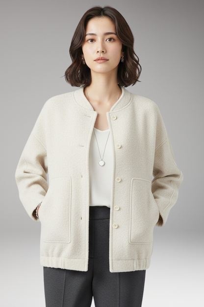 Women's Bomber Jacket Hidden Button Closure