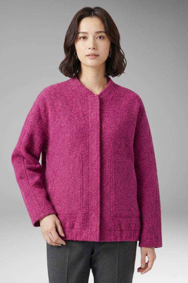 Women's Bomber Jacket Hidden Button Closure