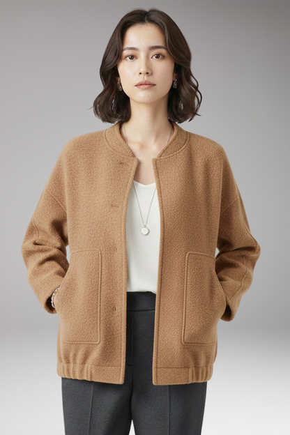 Women's Bomber Jacket Hidden Button Closure