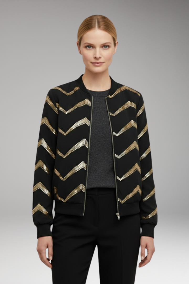 Women's Metallic Bomber Jacket Sporty Cut