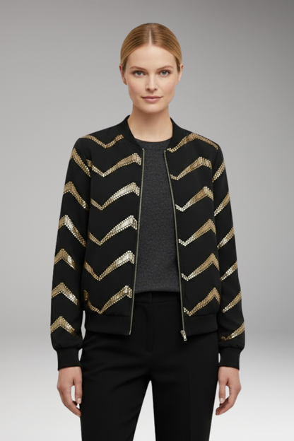 Women's Metallic Bomber Jacket Sporty Cut