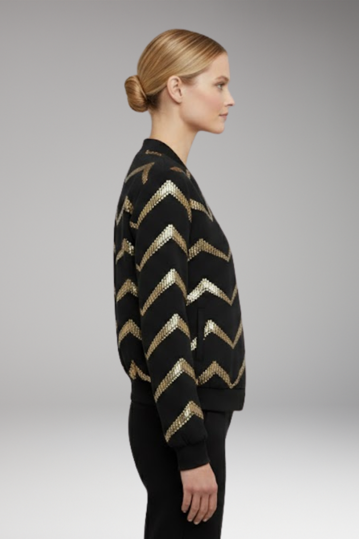 Women's Metallic Bomber Jacket Sporty Cut
