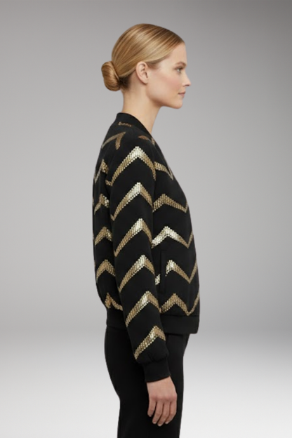 Women's Metallic Bomber Jacket Sporty Cut