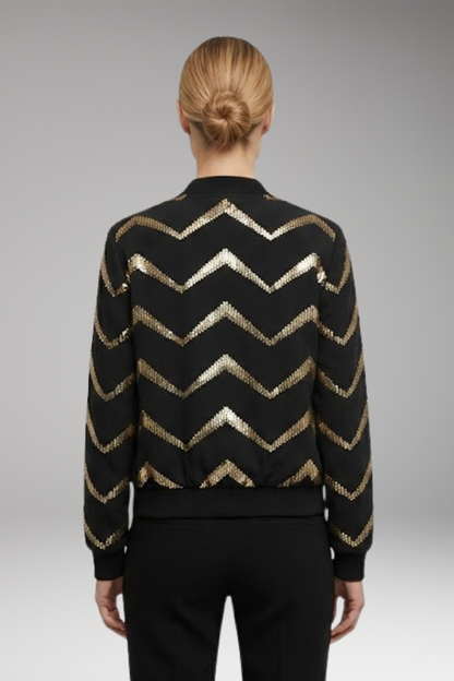 Women's Metallic Bomber Jacket Sporty Cut