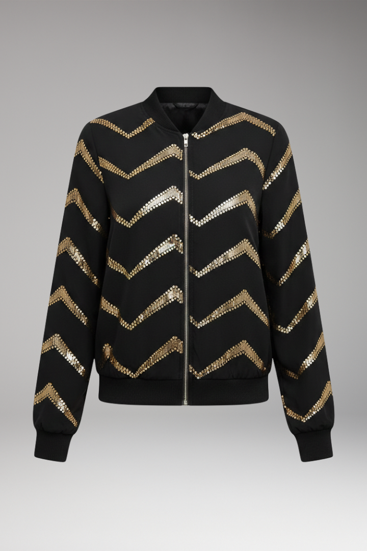 Women's Metallic Bomber Jacket Sporty Cut - VibreMode