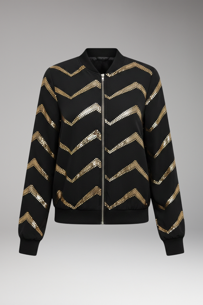 Women's Metallic Bomber Jacket Sporty Cut - VibreMode
