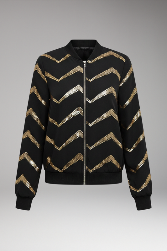 Women's Metallic Bomber Jacket Sporty Cut - VibreMode