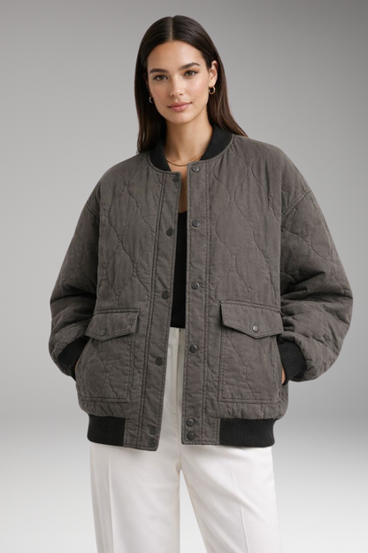 Women's Oversized Bomber Jacket Woven