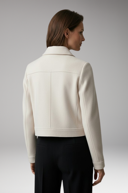 Women's Bomber Jacket Zipper Closure Patch Pockets