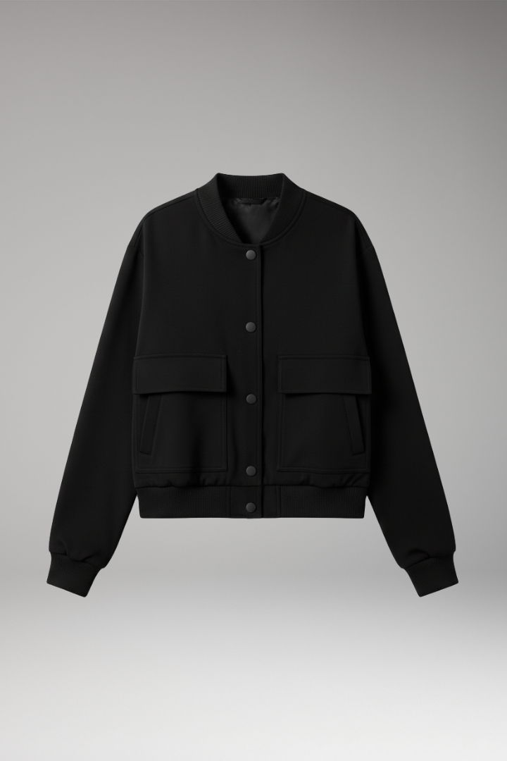 Women's Bomber Jacket Blend With Pockets - VibreMode
