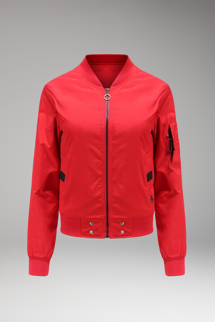 Women's Bomber Jacket With Side Pockets - VibreMode