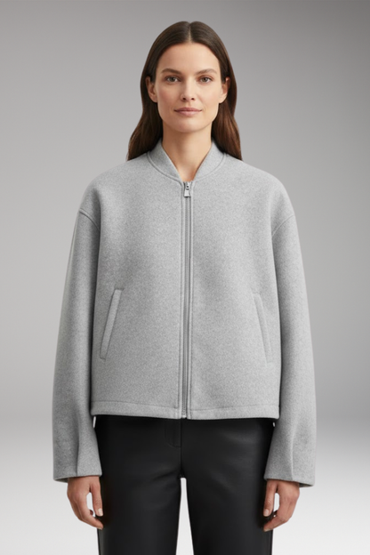 Women's Bomber Jacket Practical Pockets Elegant Cut