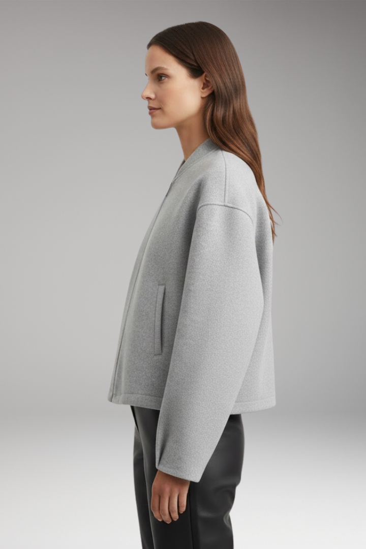 Women's Bomber Jacket Practical Pockets Elegant Cut