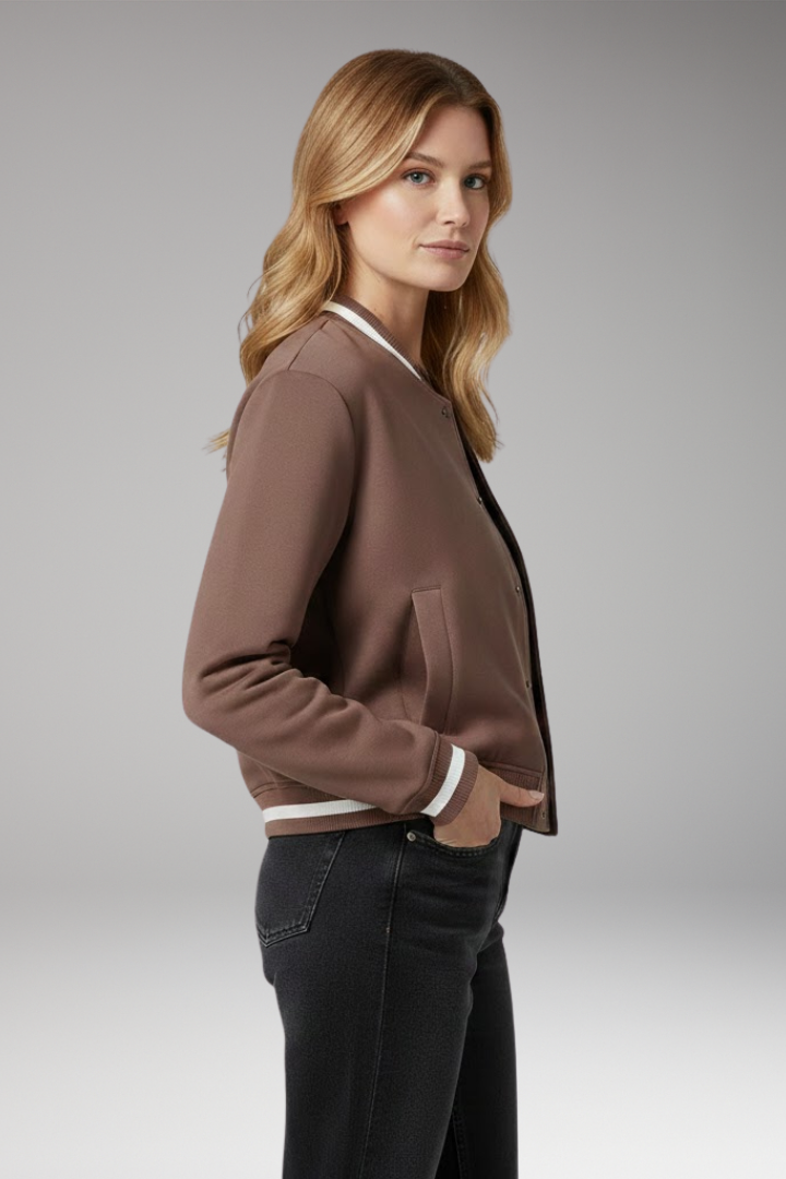 Women's Bomber Jacket Practical Pockets Trendy Cut