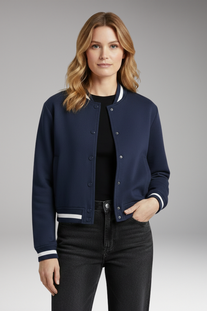 Women's Bomber Jacket Practical Pockets Trendy Cut
