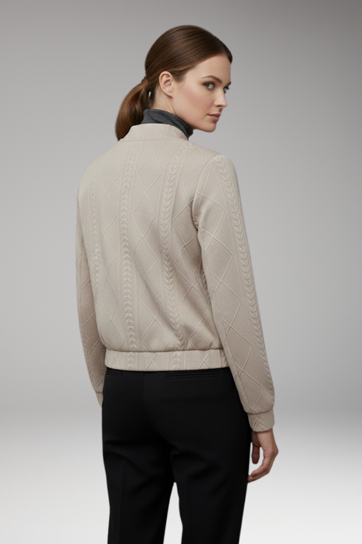 Women's Bomber Jacket Ribbed Cuffs Front Zip Black