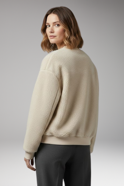 Women's Bomber Jacket Round Neckline Front Zip