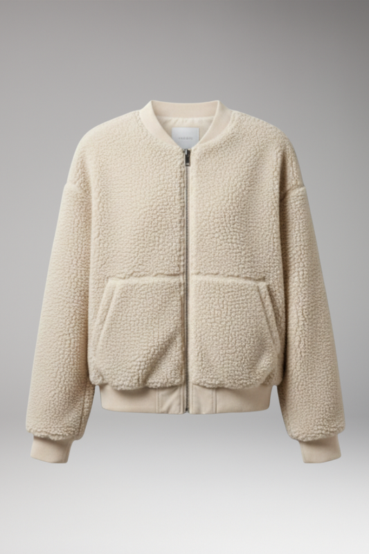 Women's Bomber Jacket Round Neckline Front Zip - VibreMode