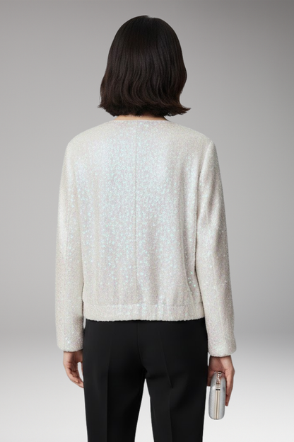 Women's Sequined Bomber Jacket Zipper Front
