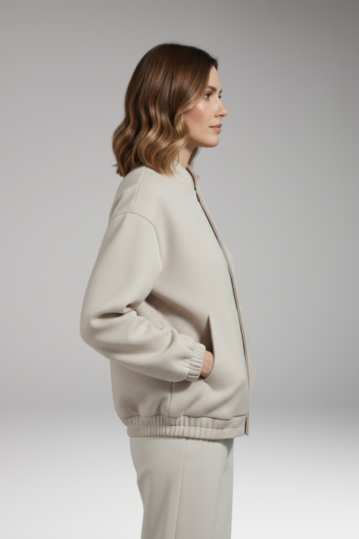 Women's Bomber Jacket Snap Closure