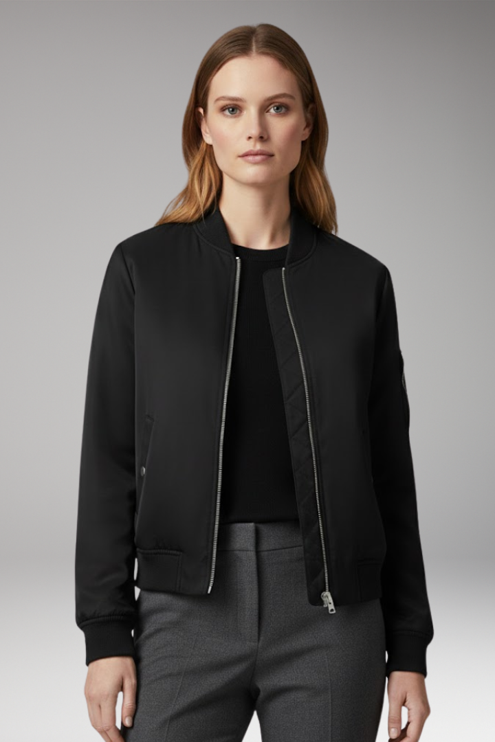 Women's Bomber Jacket Stand-Up Collar Practical Pockets