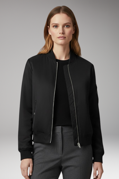 Women's Bomber Jacket Stand-Up Collar Practical Pockets