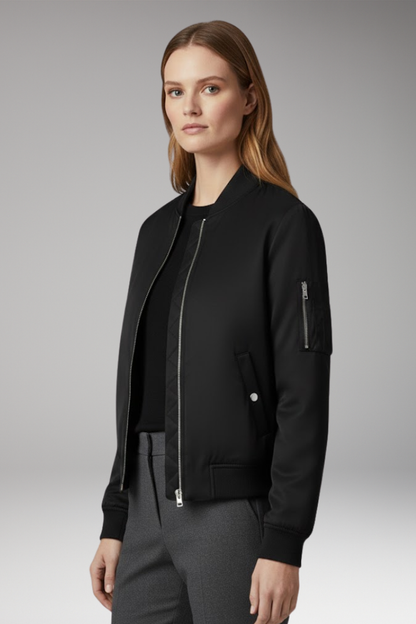 Women's Bomber Jacket Stand-Up Collar Practical Pockets