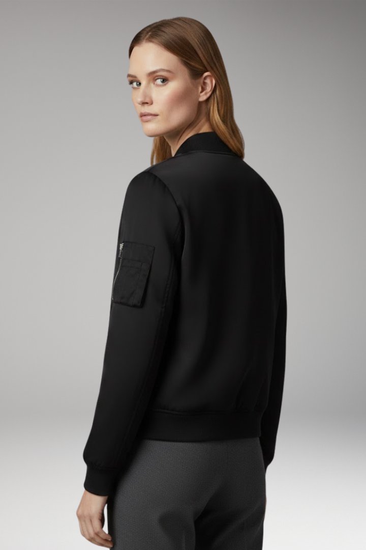 Women's Bomber Jacket Stand-Up Collar Practical Pockets