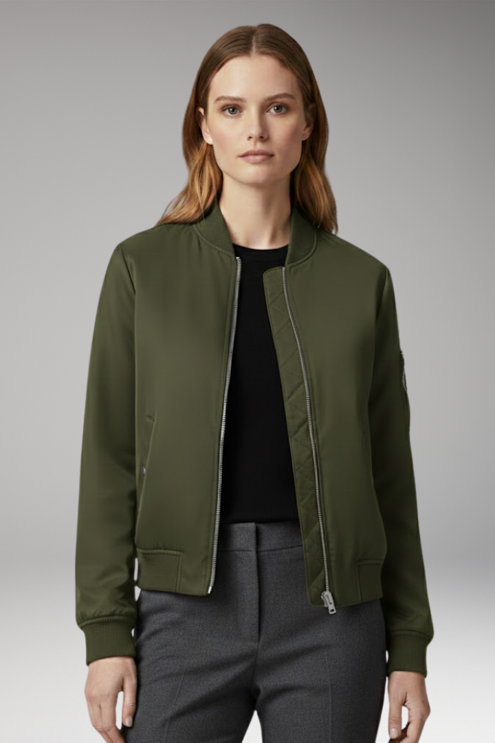 Women's Bomber Jacket Stand-Up Collar Practical Pockets