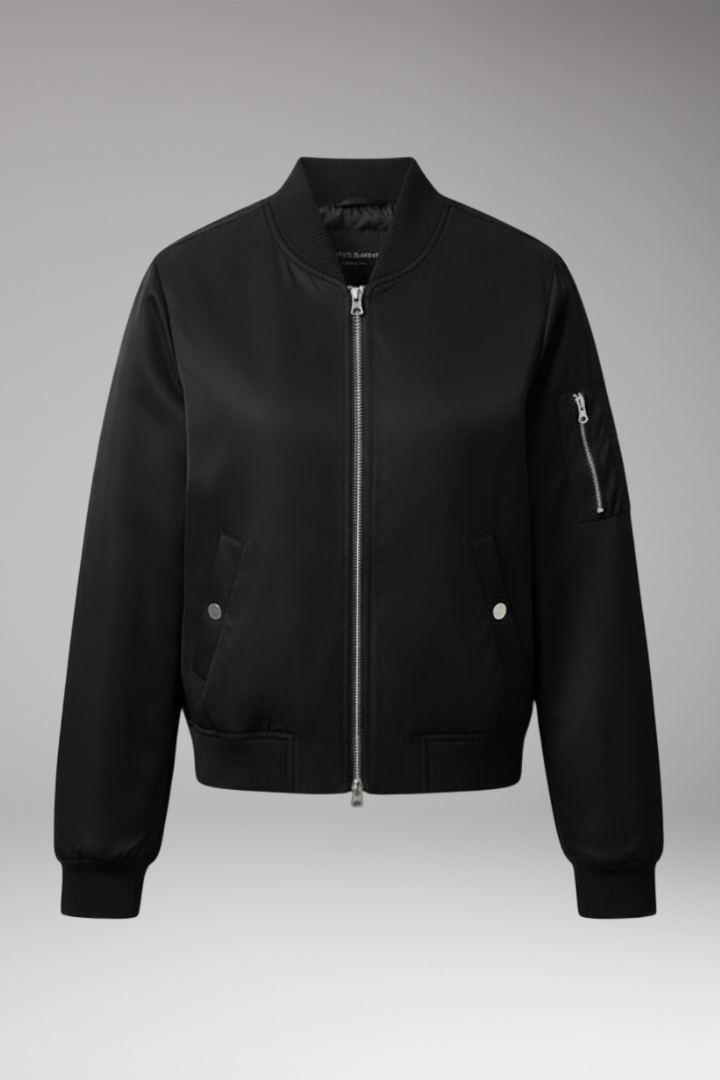 Women's Bomber Jacket Stand-Up Collar Practical Pockets - VibreMode