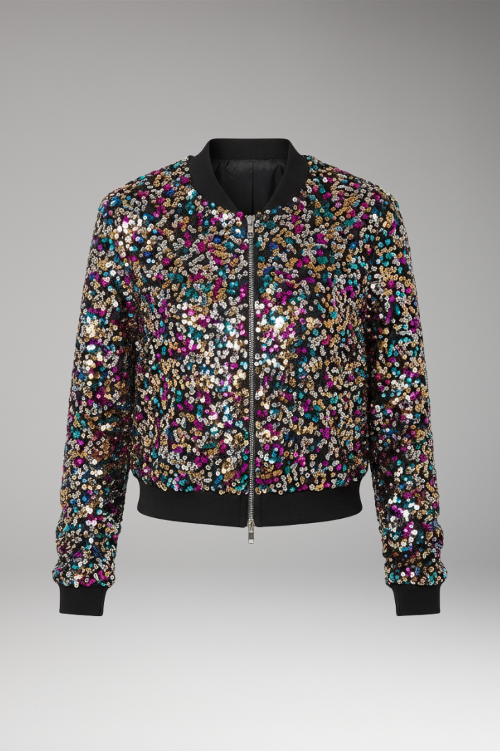 Women's Polka Dot Bomber Jacket V-Neck - VibreMode