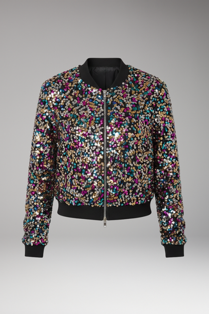 Women's Polka Dot Bomber Jacket V-Neck - VibreMode