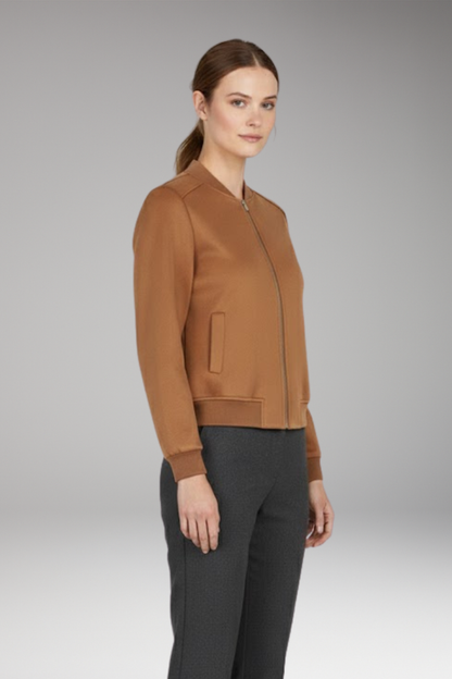 Women's Bomber Jacket Zip Ribbed Black