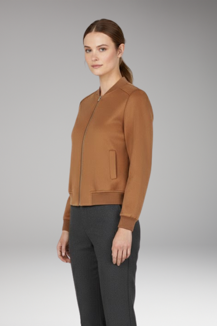 Women's Bomber Jacket Zip Ribbed Black