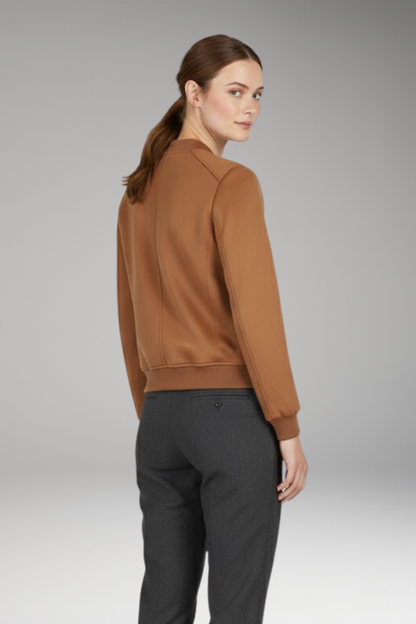 Women's Bomber Jacket Zip Ribbed Black