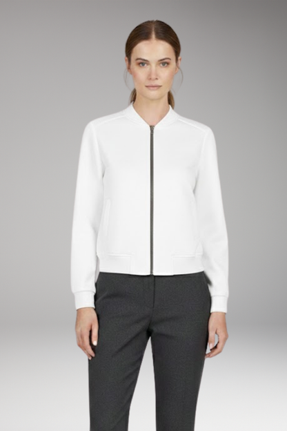 Women's Bomber Jacket Zip Ribbed Black