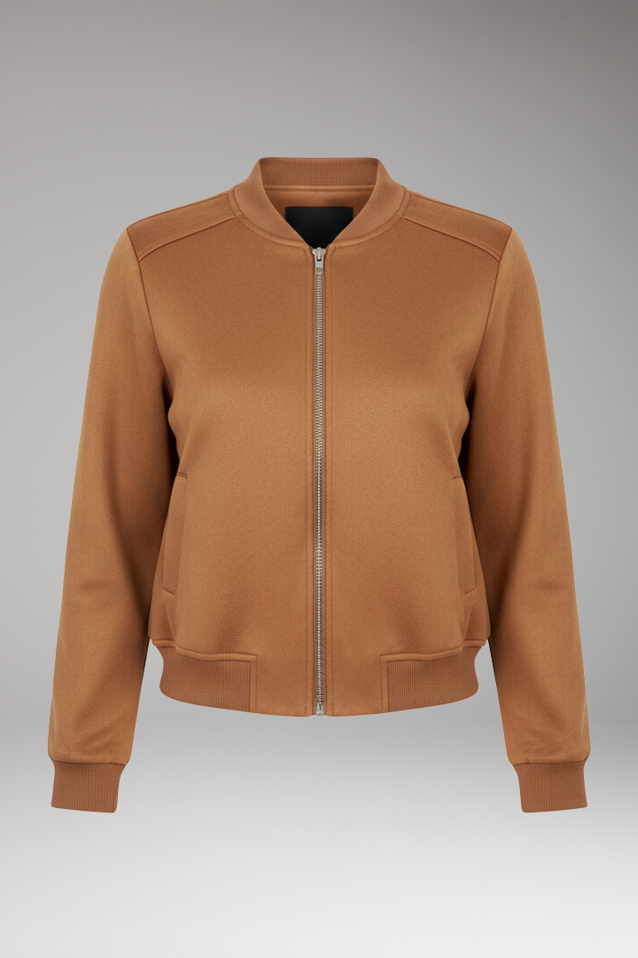 Women's Bomber Jacket Zip Ribbed Black - VibreMode