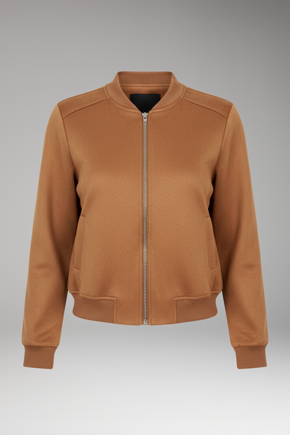 Women's Bomber Jacket Zip Ribbed Black - VibreMode