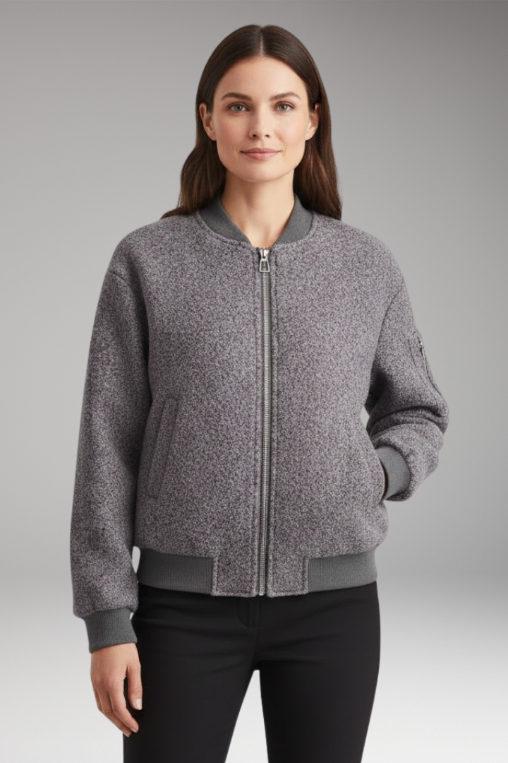 Women's Bomber Jacket Zipper Elastic Cuffs