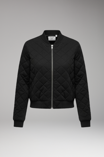 Women's Bomber Jacket Zipper Ribbed Details - VibreMode