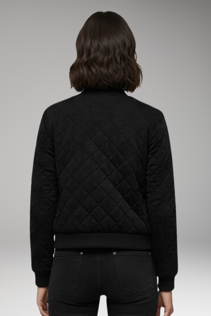 Women's Bomber Jacket Zipper Ribbed Details