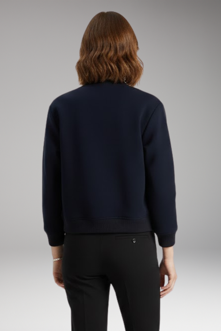 Women's Bomber Jacket Zipper Ribbed Waist
