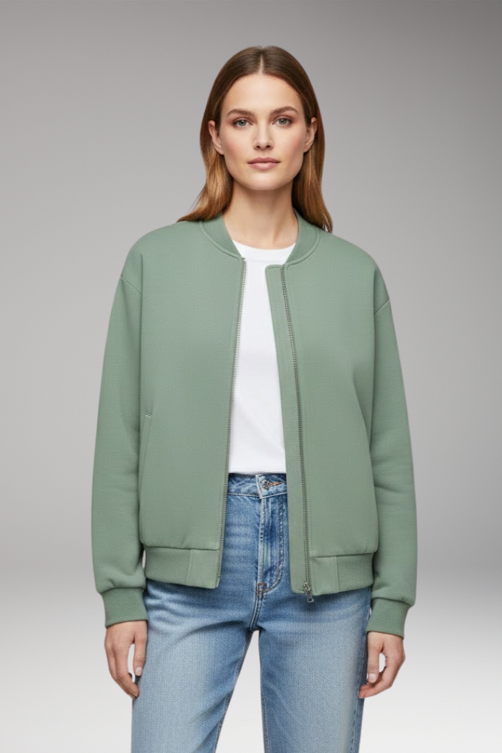 Women's Bomber Jacket Zipper Side Pockets