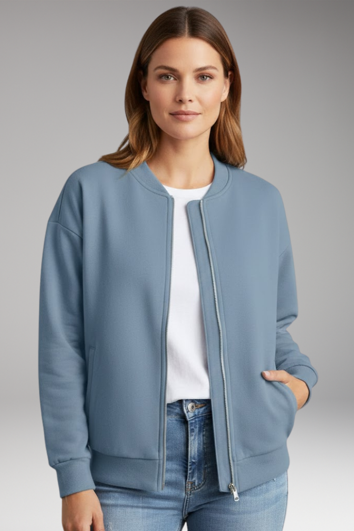 Women's Bomber Jacket Zipper Side Pockets